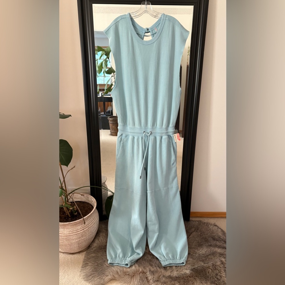 Free People Light Blue Sleeveless Jogger Jumpsuit - Picture 4 of 7